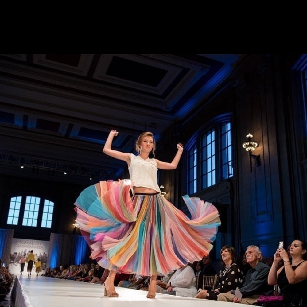 Rainbow Layered Tulle Midi Skirt - Colorful Women’s Skirt - Picture 3 of 8